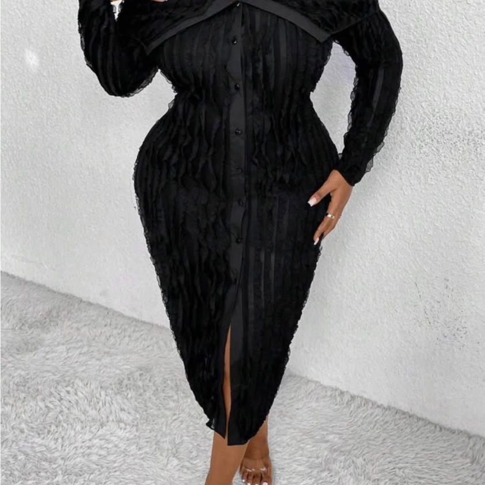 Elegant Black Button-Up Dress
